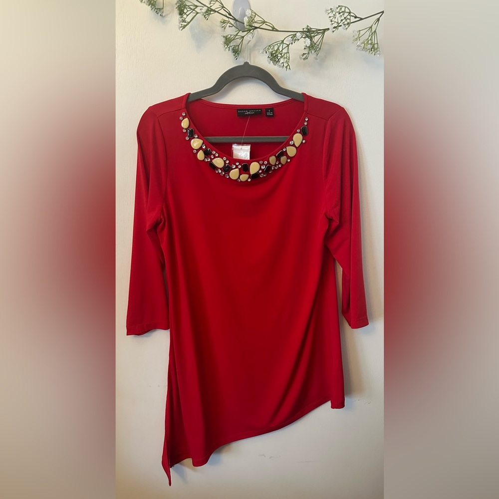 (B7)NWT Susan Graver|  Tunic Beaded Top